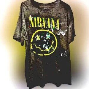 NWOT nirvana face t distressed original rare hand painted rare distressed KURT T